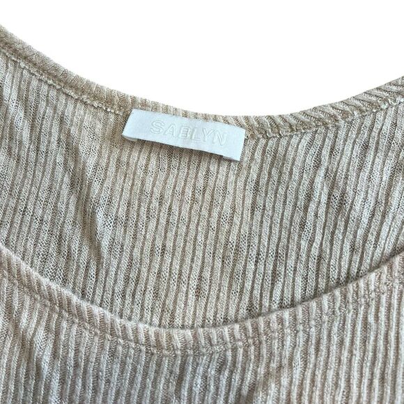Sablyn Cream Ribbed Cotton Cashmere Crop Tank Top M - Picture 2 of 3